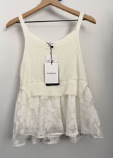 En Saison Medium NEW Amelia Tank Ivory Floral Mesh Flowy Dainty Coquette Fairy Photo 0