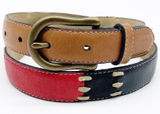 Dockers Womens‎ M Colorblock Belt Western Brown Red Black Leather Brass Photo 0