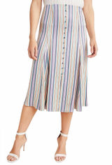 Maeve Anthropologie Freya Satin Multi Striped Midi Skirt Womens 4 Photo 0