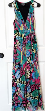 Anthropologie Cupro Faux Wrap Maxi Dress Size 0 Floral‎ Resort Tropical Vacation Photo 0