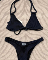 Brand new with tags Kulani Kinis black ribbed bikini set Photo 0