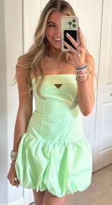 Amanda Uprichard Faith Dress Medium Green Bubble Drop Waist Romantic Coquette Photo 0