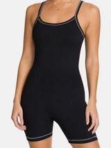 Nike One Dri-FIT Short‎ Bodysuit Black Contrast Stitch Athletic Romper XL Sporty Photo 0