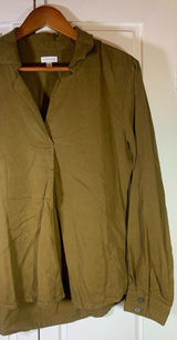 Garnet Hill Popover Lagenlook Blouse Womens 8 Brown‎ Lyocell Flowy Office Church Photo 0