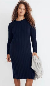 NWT Madewell Navy Ribbed Wool Blend Midi Sweater Dress Size Small Photo 0