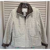 White Stag Cream/Brown Zip Up Quilted Jacket‎ Logo Size M (8-10) Lined Pockets Photo 0