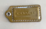 Coach Olive Green Leather Logo Tag Charm with Metal Eyelet Photo 0