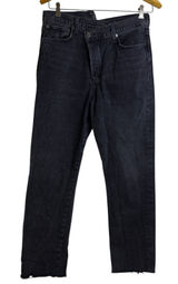 Agolde Criss Cross High Waist Jeans 29 Womens Black Shambles Cotton Frayed Photo 0