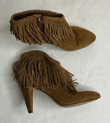 Vince Camuto Erichan Fringe Suede‎ Ankle Boots Brown Women 9M Photo 0