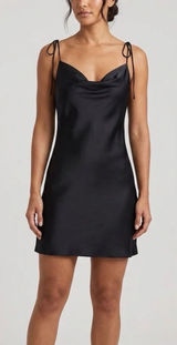 NWT Abercrombie & Fitch Black Mini Satin Slip Cowl Neck Dress SZ M‎ Sexy Photo 0