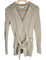 Banana Republic Womens Small Beige Organic‎ Cotton Belted Button Knit Cardigan Photo 0