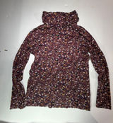 L.L. Bean Burgundy Floral Hooded Long Sleeve Top supima cotton Photo 0