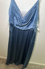 DB Studio Celebrate Satin V-Neck Maxi Dress Blue Size 14 Photo 0