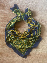 Vtg Italian Baroque Scarf Gold Chain Belt Print Square 47 inch Made in Italy Photo 0