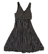 Ann Taylor LOFT Womens S Black White Polka Dot Fit Flare Dress Sleeveless Photo 0