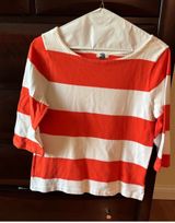 Old Navy Orange and White 3/4 Striped Shirt Photo 0