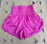 FP Movement The Way Home Hot Pink Smocked High Rise Shorts S Photo 0