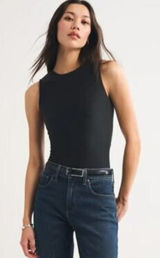 Abercrombie & Fitch High Neck Black Sleeveless Thong Bodysuit Top Size Large Photo 0