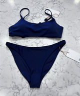 NWT Quince Deep Navy Italian Scoop Neck Bikini Top & Low Rise Bottom Set Small Photo 0