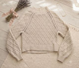 American Eagle Womens Oatmeal Cream Diamond Cable Knit Mock Neck Sweater Small Photo 0
