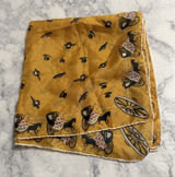 Horse Carriage Yellow Rolled Edges Hand Stitched 17" Square Scarf, 1950s, MCM Photo 0