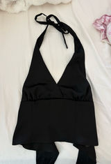 Urban Outfitters Satin Halter Black Top Photo 0
