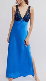 Free People Countryside Maxi Slip Campanula Combo Blue Lace Dress S Photo 0