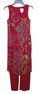 Joseph Ribkoff Jumpsuit Women Size 6 Abstract Layered Overlay‎ Sleeveless Unique Photo 0