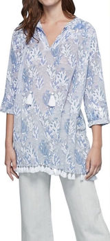 Roller Rabbit 100% Cotton Ugyen Leaves Serafina Tunic Coverup size S Small Photo 0