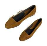 Lands End Womens Vintage Brown Suede Leather Slip‎ On Flats Loafers Shoes sz 7W Photo 0