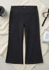 Gaiam‎ Womens Black Cropped Flare Yoga Pants Slit Hem Athletic Leggings Large Photo 0