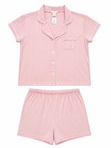 NWT Laura Ashley Pink Striped Oh So Soft Pajama Shorts Set Size Large L coquette Photo 0
