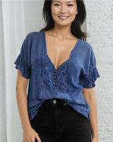 Women's Blue and Navy Blous Photo 0