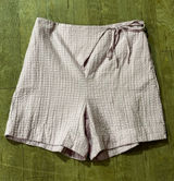 NWOT Free People Free-est Pucker Check Wrap Shorts Pink Size Small Photo 0