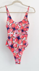 Kulani Kinis Hibiscus Floral Plunge One Piece Swimsuit Tropical Photo 0