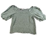 LOFT Women's Green Polka Dot Elastic waist Short sleeve shirt. Size M Photo 0