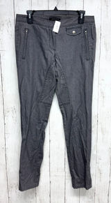 Theory Pants Women Size 6 Slim Split Straight Mid Jeans‎ Washed Gray Zip Pockets Photo 0
