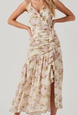 The Label Kiana Floral Ruched Midi Dress Photo 0
