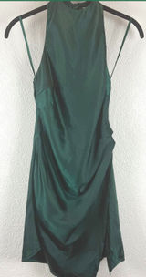 Selfie Leslie Satin Halter Bodycon Mini‎ Dress Jade Emerald Green Holiday Party Photo 0