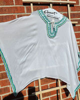 CHICO'S Turquoise Beaded Tunic OS Embellished Swim Coverup Top Photo 0