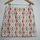 Maeve Anthropologie Blomma Pom Pom Cross Stitch Embroidered Skirt Size 8 Photo 0