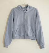 SKIMS Small Cotton Fleece Classic Zip Up Hoodie Blue Gray Relaxed Sweatshirt Photo 0