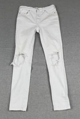 Free People Jeans Womens W 27R White Mid Rise Skinny Distressed Ripped Denim Photo 0