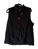GAP Women Black Fleece Vest Full Zip Collar‎ Pockets XL Layering Preppy Photo 0