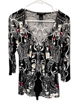 White House Black Market Black and White Paisley Blouse Photo 0