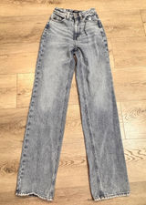 Pacsun‎ Playboy Jeans Womens 22 Blue Denim Straight High Rise Rainbow Bunny Photo 0
