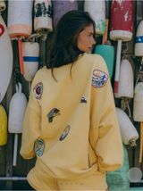 Daily Drills Sunny Yellow Heavyweight Oversized Out East Crewneck Sweatshirt Photo 0