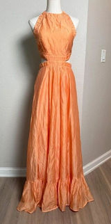 Sabina Musayev Peach Sierra Cutout Halter Maxi Dress Size S Photo 0