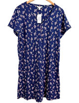 Charter Club Womens‎ Navy Paisley Floral Button Front Short Sleeve Nightgown M Photo 0