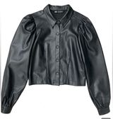 Zara Faux Vegan Leather Button Down Collared Shirt Jacket Cardigan M Photo 0